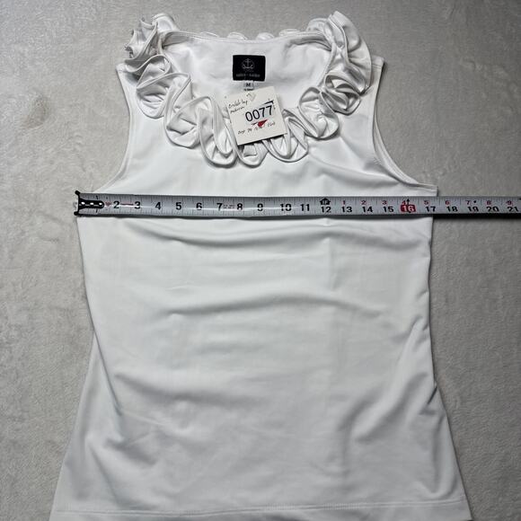 Sailor-Sailor Cricket Ruffle Neck White Sleeveless UPF 50+ SZ M Resortwear NWT - Picture 5 of 12